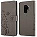 Custodia Compatibile Con Samsung Galaxy S9 Plus In Grigio Fiore - Coperchio Protettivo In Design Floreale Con Chiusura Magnetica, Funzione Stand E Slot Per Carte - Foto miniatura 3