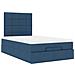 Struttura Letto Pouf con Materasso Blu 120x200 cm in Tessuto - Foto miniatura 6
