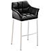 Sgabello Alto Bar DAMASO in Similpelle - Sedia Sgabello con Braccioli e Schienale Imbottiti e Poggiapiedi l Sgabello Fisso Bar Cucina Pub in Acciaio - H 83 cm Nero Bianco - Foto miniatura 1