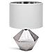 Aigostar Lampada Da Tavolo Comodino Moderna Base In Ceramica Argento Coprilume Stoffa Bianco - L220*w220*h320mm - Foto miniatura 1