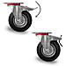 4x Heavy Duty Castor Ruote 75mm - Ruote Girevoli Con Freno - Gomma Solidi Industriali Ruote - 95mm Altezza Totale - Trolley Ruote Mobili Fino A 200 Kg - Foto miniatura 3