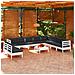 Set Divani Da Giardino 11 Pz Con Cuscini Bianchi Legno Di Pino - Foto miniatura 1