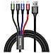 Cavo 4-in-1 Da Usb-c/2 Lightning/micro-usb A Usb-a A Ricarica Rapida 3,5a 1,2m, Nero - Foto miniatura 1