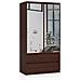 Armadio A 2 Ante Battenti E Cassetti S90 con specchio, 90x51x180 cm, Colore Weng? - Foto miniatura 1
