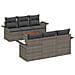 Set di divani da giardino 7 pezzi con cuscini Grigio Polyrattan Acacia,  Divano da giardino 2 posti con spazio di archiviazione e cuscini Grigio Polyrattan - Foto miniatura 1