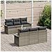 Set di divani da giardino 7 pezzi con cuscini Grigio Polyrattan Acacia,  Divano da giardino 2 posti con spazio di archiviazione e cuscini Grigio Polyrattan - Foto miniatura 3