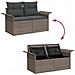Set di divani da giardino 7 pezzi con cuscini Grigio Polyrattan Acacia,  Divano da giardino 2 posti con spazio di archiviazione e cuscini Grigio Polyrattan - Foto miniatura 8
