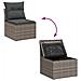 Set di divani da giardino 7 pezzi con cuscini Grigio Polyrattan Acacia,  Divano da giardino 2 posti con spazio di archiviazione e cuscini Grigio Polyrattan - Foto miniatura 9