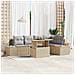 Set Divano da Giardino 6 Pezzi con Cuscini Beige Polirattan - Foto miniatura 2
