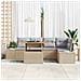 Set Divano da Giardino 6 Pezzi con Cuscini Beige Polirattan - Foto miniatura 3