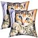 Set Di 2 Copricuscini 40x40 Cm Design Gattino Sdraiato - Foto miniatura 4