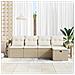 Set Divano da Giardino con cuscino 5 pcs Beige Poly Rattan - Foto miniatura 3