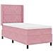 Letto con Box Springs LED e Materasso Rosa 90 x 200 cm Velluto - Foto miniatura 1