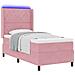 Letto con Box Springs LED e Materasso Rosa 90 x 200 cm Velluto - Foto miniatura 3