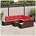 Set Divano da Giardino con cuscino 9 pcs Marrone polyrattan - Foto miniatura 3