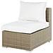 Set Lounge In Rattan Marrone Chiaro A 8 Posti Cuscini Bianco Crema Maestro Ii - Foto miniatura 12