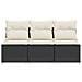 Divano Da Giardino A 3 Posti Con Cuscini Nero In Polyrattan - Foto miniatura 3