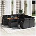 Set Divano da Giardino 9 Pezzi con Cuscini Polyrattan Nero, Divano da Giardino 2 Posti con Stoccaggio e Cuscini Polyrattan Nero - Foto miniatura 2