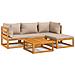 Set Salotto da Giardino 5pz con Cuscini Tortora Legno Massello - Foto miniatura 1