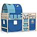 Letto a Soppalco con Tunnel Bambini Blu 90x190cm Massello Pino - Foto miniatura 1