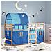 Letto a Soppalco con Tunnel Bambini Blu 90x190cm Massello Pino - Foto miniatura 2