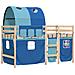 Letto a Soppalco con Tunnel Bambini Blu 90x190cm Massello Pino - Foto miniatura 3