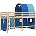 Letto a Soppalco con Tunnel Bambini Blu 90x190cm Massello Pino - Foto miniatura 6