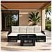 Set Divano da Giardino 7 pz Nero e Bianco Crema polyrattan - Foto miniatura 6