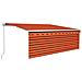 Tenda Sole Retrattile Manuale con LED 4,5x3m Arancione Marrone - Foto miniatura 1