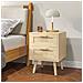 Comodino Per Camera Da Letto Con 2 Cassetti In Stile Boho, 40x40x56cm, Colore Legno Naturale - Foto miniatura 2
