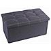 Pouff Puff Pouf Contenitore Imbottito Portaoggetti Seduta Grigio 76x38x35cm 79426 - Foto miniatura 1