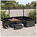 Set Divano da Giardino  12 Pezzi con Cuscini Nero Rattan Sintetico Acacia, Set da Pranzo da Giardino  3 Pezzi con Cuscini Nero Rattan Sintetico Acacia, Divano da Giardino a Due Posti con Cuscini  Nero Rattan Sintetico - Foto miniatura 3