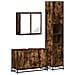 Set Mobili da Bagno 3 pz Rovere Fumo in Legno Multistrato - Foto miniatura 1