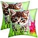 Set Di 2 Copricuscini 40x40 Cm Con Motivo A Gattini Da Giardino - Foto miniatura 5