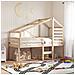 Letto a Soppalco con Tetto 80x200 cm in Legno di Pino - Foto miniatura 2