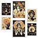 Set Di 6 Stampe Pittura Decorativa Surreale Collage In Femminile E Mistico Esoterico Incorniciato Con Illustrazioni A3 & A4 Cornice Bianca - Foto miniatura 1