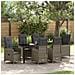 Set da Pranzo per Giardino con cuscino 7 pcs Grigio polyrattan - Foto miniatura 2