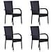 Sedie da Esterno Impilabili 4 pz in Polyrattan Nere - Foto miniatura 1