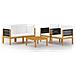 Set Divani da Giardino 5 pz con Cuscini Crema Massello Acacia - Foto miniatura 1