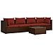 Set Divani Da Giardino 5 Pz Con Cuscini In Poly Rattan Marrone - Foto miniatura 1