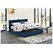 Letto Matrimoniale Tiziana, Letto Contenitore Con Rivestimento In Tessuto, 100% Made In Italy, Apertura Frontale, Adatto Per Materasso Cm 160x190, Blu - Foto miniatura 3