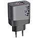 Caricabatterie Gan Usb + Usb-c 45w Microgrid, Grigio Scuro - Foto miniatura 1