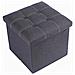 Pouff Puff Pouf Contenitore Imbottito Portaoggetti Seduta Grigio 38x38x35cm 79424 - Foto miniatura 1