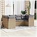 Set Divano da Giardino 6 pz con Cuscini Beige in Polyrattan - Foto miniatura 2