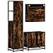 Set Mobili da Bagno 3 pz Rovere Fumo in Legno Multistrato - Foto miniatura 7