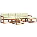 Set di divani da esterno con cuscino 6 pcs Naturale e Crema - Foto miniatura 3