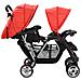 Passeggino Gemellare A Tandem In Acciaio Rosso E Nero - Foto miniatura 2