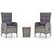 Set da Bistrot 3 pz in Polyrattan e Legno Acacia Grigio - Foto miniatura 1