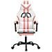 Sedia Da Gaming Con Poggiapiedi Bianco E Rosa In Similpelle - Foto miniatura 2