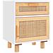 Comodini 2 Pz Bianchi Legno Massello Di Pino E Rattan Naturale - Foto miniatura 4